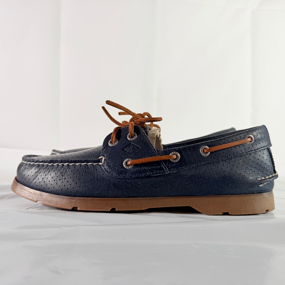 Sperry Men's Leeward 2-Eye Perf Navy Boat‎ Shoes Size 9 W New